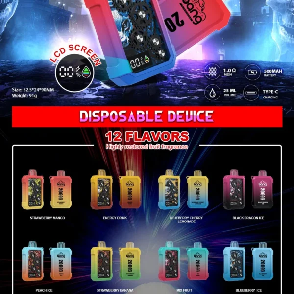 Bang-20000puffs Bang Wheel 20000 Puffs 拋棄式電子煙 超大容量可充電霧化棒 歐美爆款