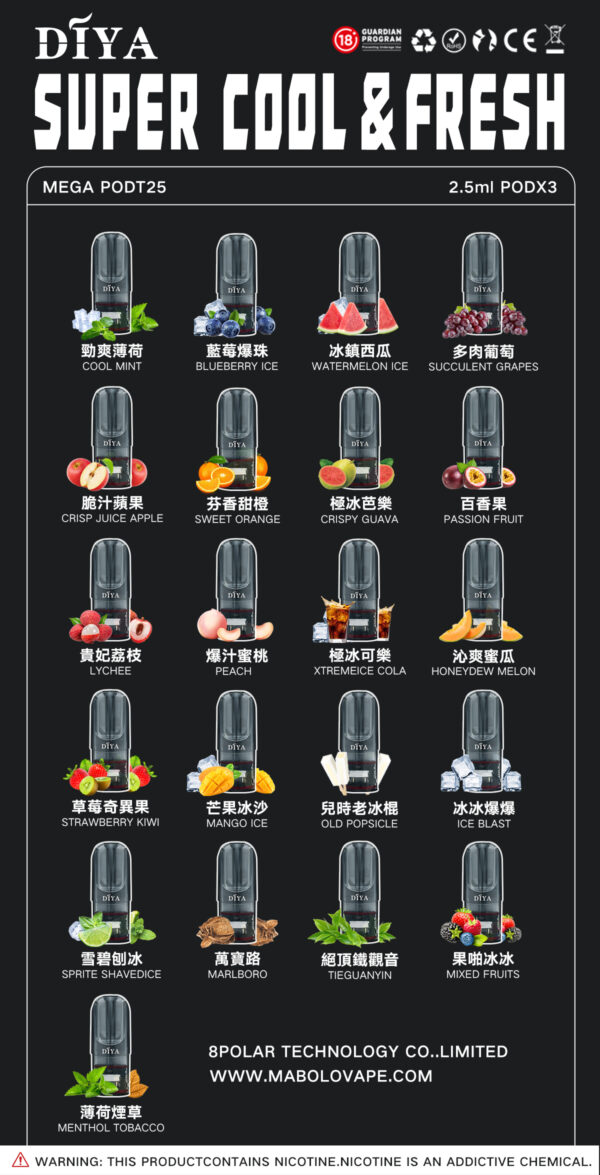 集合圖-2 Diya煙彈 叮哑雾化弹 馬來西亞版 通用悅刻RELX主機一代