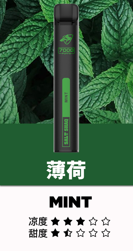 鯊克7500口薄荷 鯊克7000口 拋棄式電子煙 Salt Shaq 7000 Puffs一次性煙桿 經典回歸 正品保固