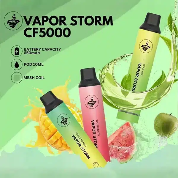 20250605063041-684139916cae2.webp 【13款口味】 VAPOR STORM拋棄式電子煙 CF5000口 10ml 發光可充電