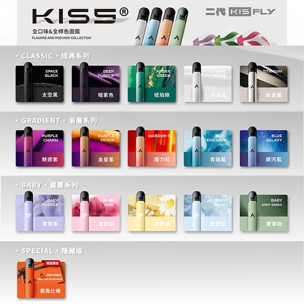 20250605091528-684160303c68f.jpg 【15色可選】Kiss Fly 電子煙主機 380mAh 通用4、5代 台灣現貨