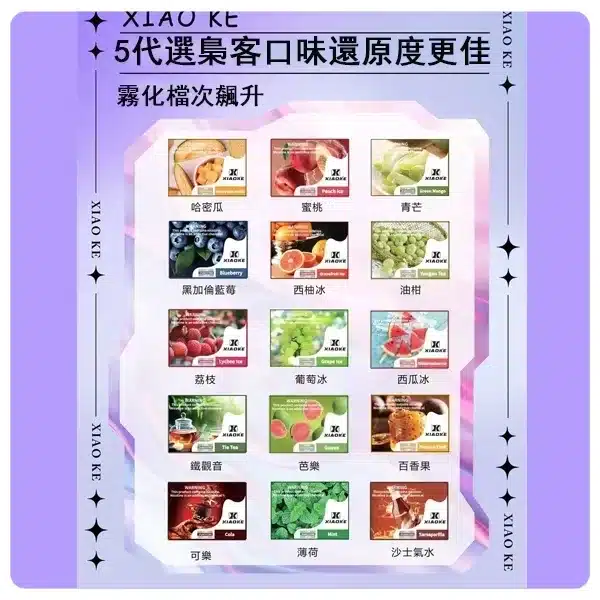 20250605093701-6841653d8bfaf.webp 【20種口味】 XIAOKE五代煙彈 梟客電子通用4代5代